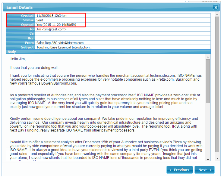 Opened Email Tracking Content